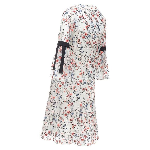 Erdem lissy silk floral embroidered pleated dress - Picture 6 of 6